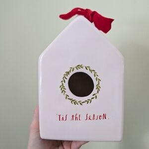 Rae Dunn Holiday Birdhouse with Red Bow